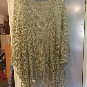 Crochet sequined tunic/ shawl/ cover up
